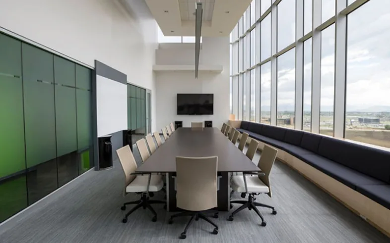Mr Tint's technician was installing decorative film, frosting film for a new meeting room glass