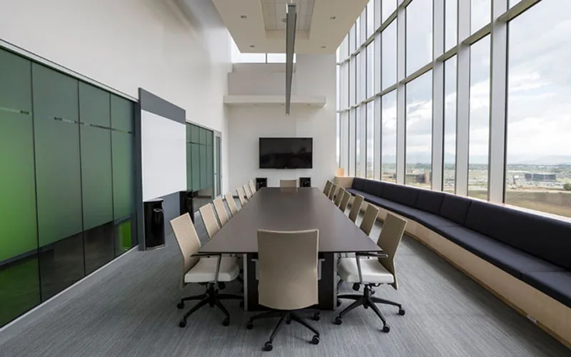 Mr Tint's technician was installing decorative film, frosting film for a new meeting room glass
