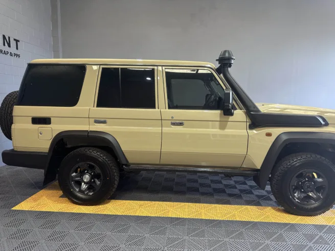 Toyota LC76, off road SUV, got full window tinting with 35% on front two doors and 5% on rear section. front two doors and 20% on rear section.