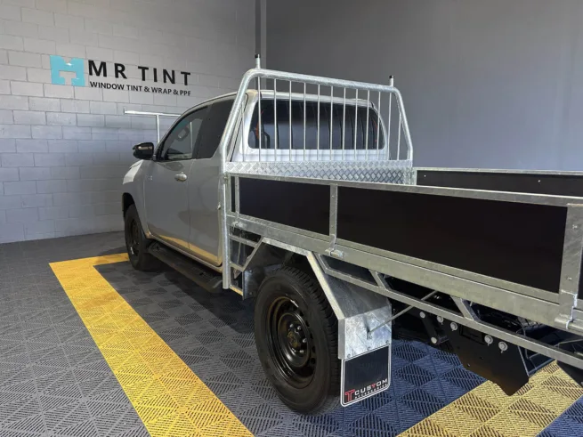 Final look of the Toyota Hilux with window tinting. 35% on front two doors and 5% on rear section.