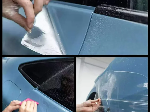 Mr Tint's technicians was installing paint protection film for a car, showing detail.